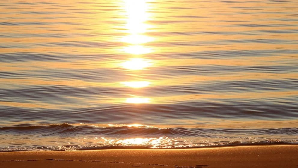 Gläns över sjö och strand text