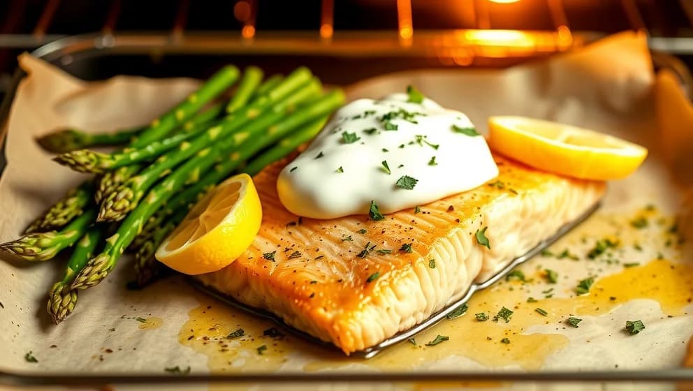 Lax i ugn med crème fraiche